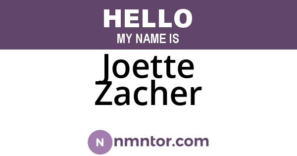 Joette Zacher
