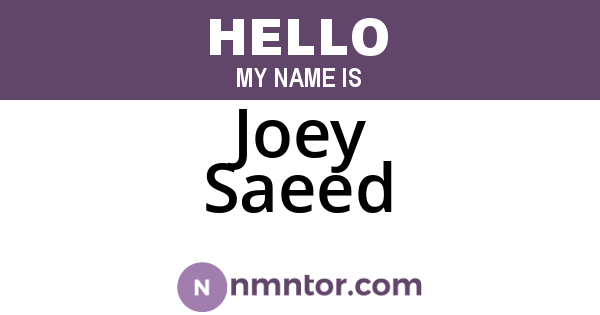 Joey Saeed