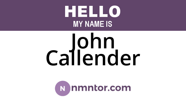 John Callender