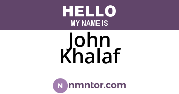 John Khalaf