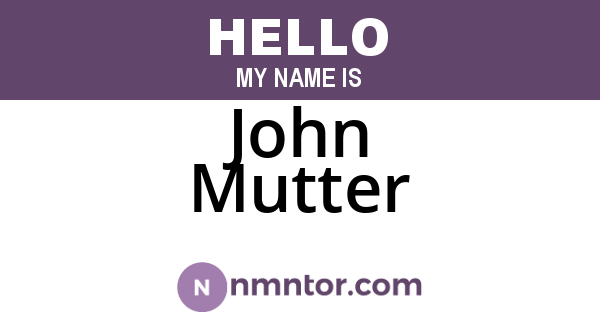John Mutter