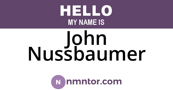 John Nussbaumer