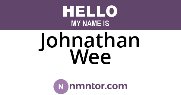 Johnathan Wee