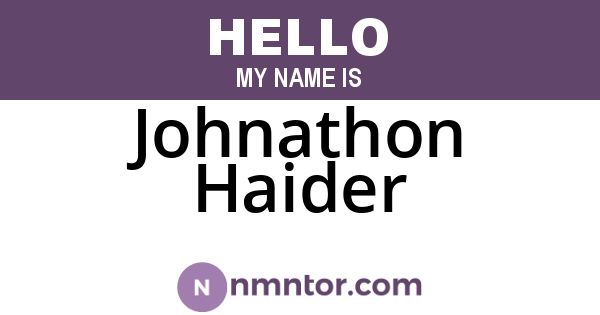 Johnathon Haider