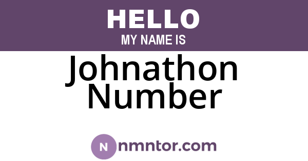 Johnathon Number