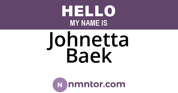Johnetta Baek