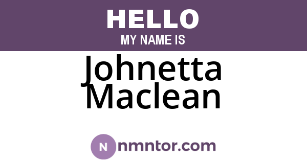 Johnetta Maclean