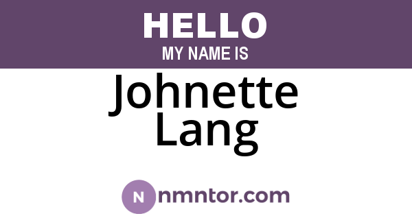 Johnette Lang