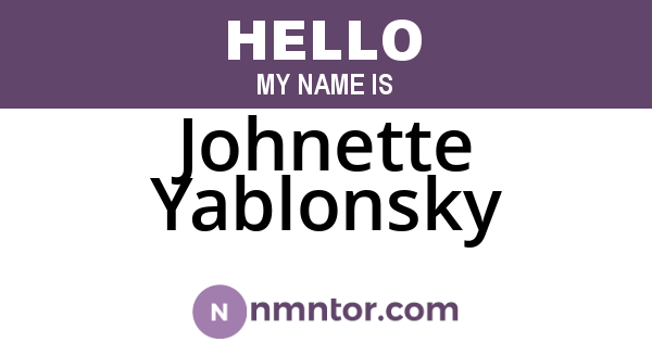 Johnette Yablonsky