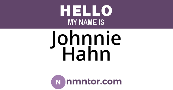 Johnnie Hahn