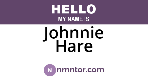 Johnnie Hare