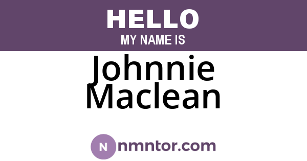 Johnnie Maclean