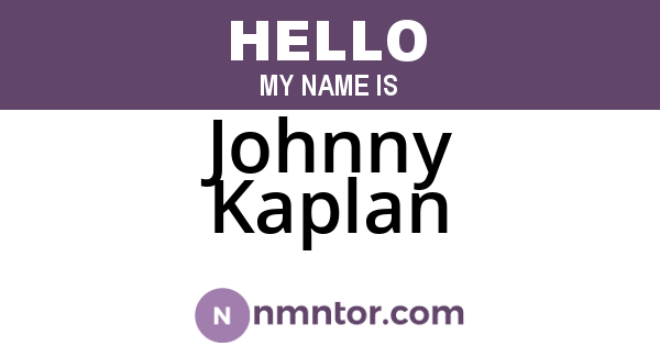 Johnny Kaplan