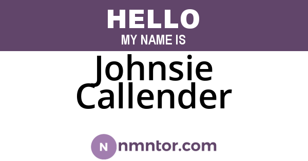 Johnsie Callender