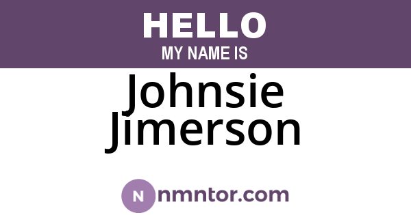 Johnsie Jimerson