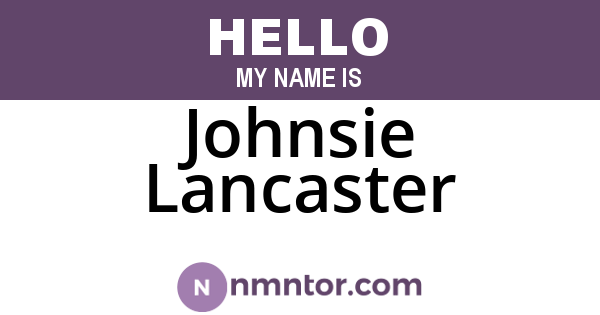 Johnsie Lancaster