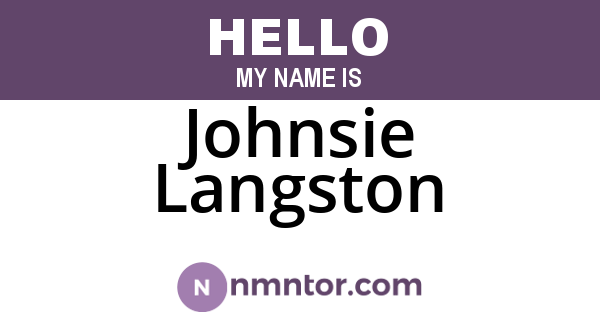 Johnsie Langston