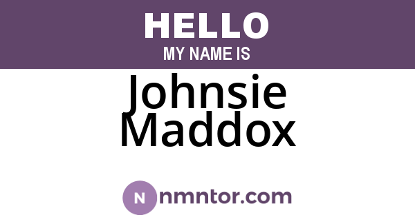 Johnsie Maddox