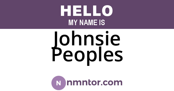 Johnsie Peoples