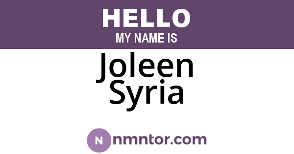 Joleen Syria