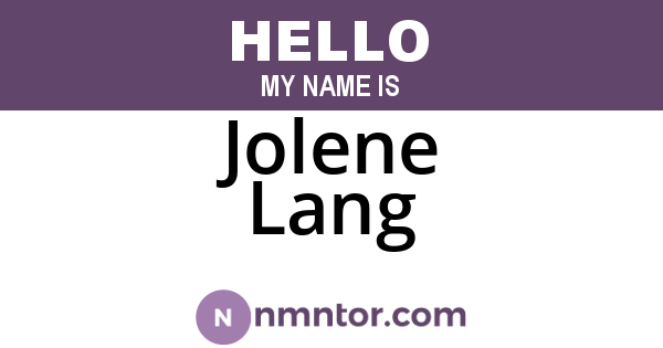 Jolene Lang