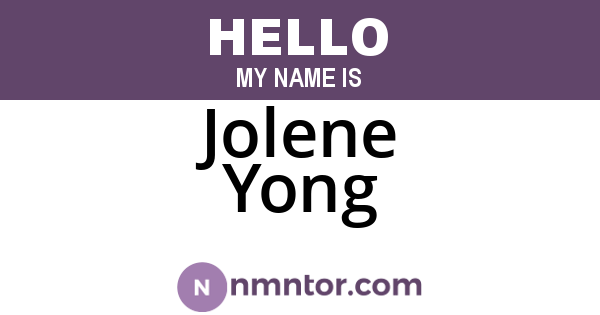 Jolene Yong