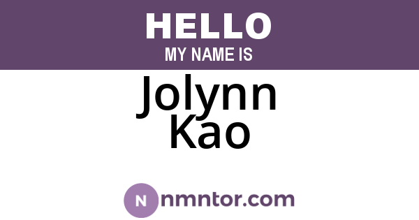 Jolynn Kao