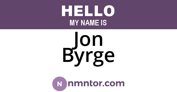 Jon Byrge