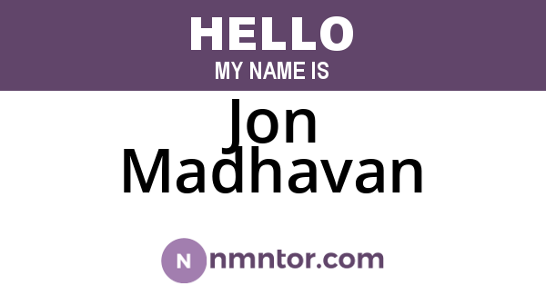 Jon Madhavan