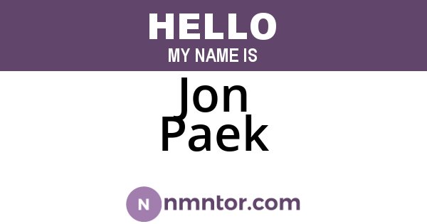 Jon Paek