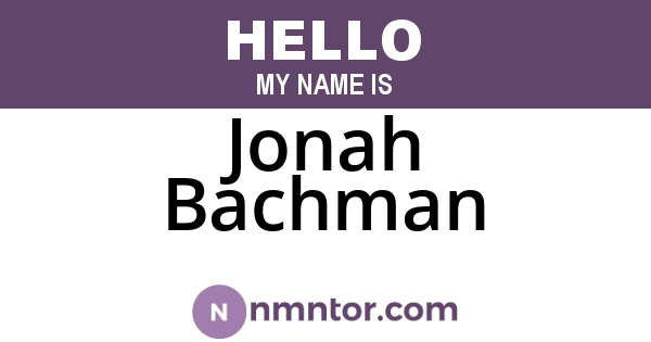 Jonah Bachman