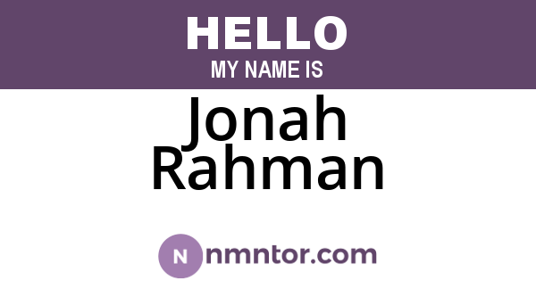 Jonah Rahman