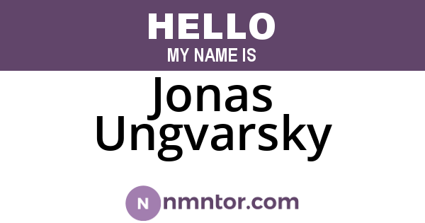 Jonas Ungvarsky