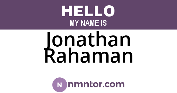 Jonathan Rahaman