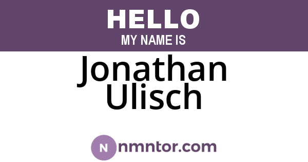 Jonathan Ulisch