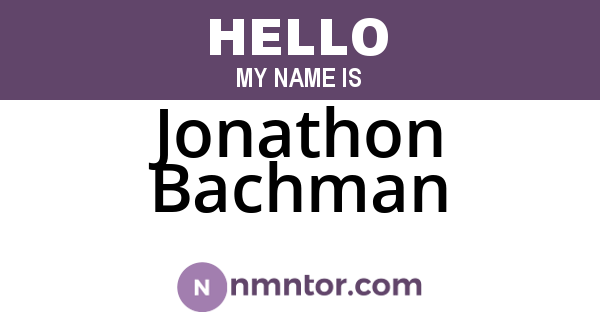 Jonathon Bachman