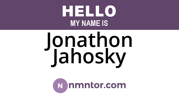 Jonathon Jahosky