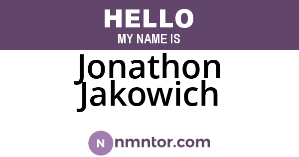 Jonathon Jakowich