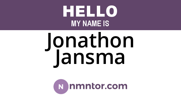 Jonathon Jansma