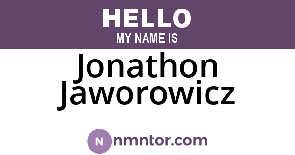 Jonathon Jaworowicz
