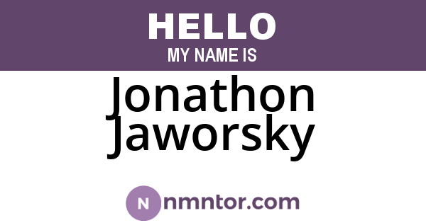 Jonathon Jaworsky