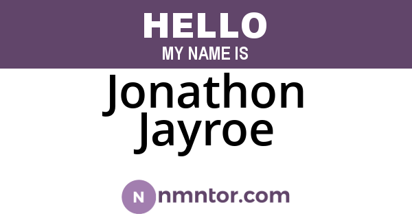 Jonathon Jayroe