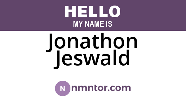 Jonathon Jeswald