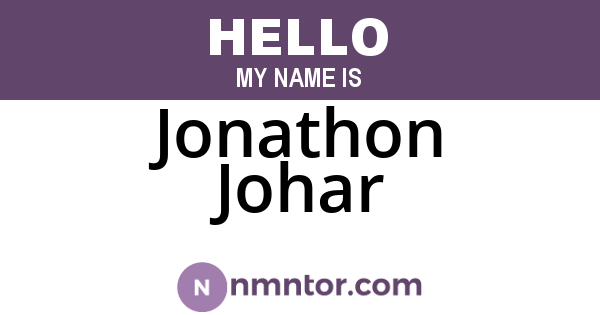Jonathon Johar