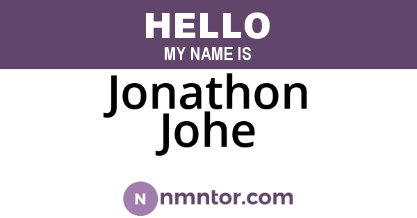 Jonathon Johe