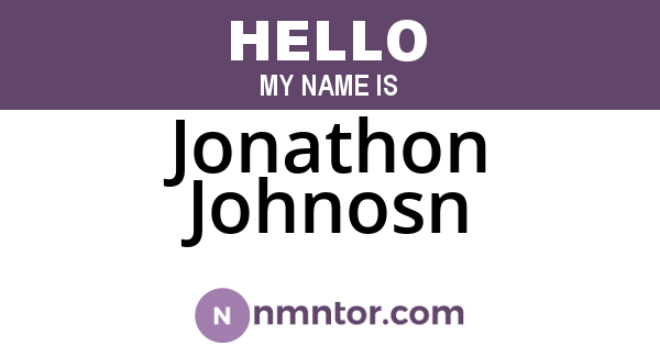 Jonathon Johnosn