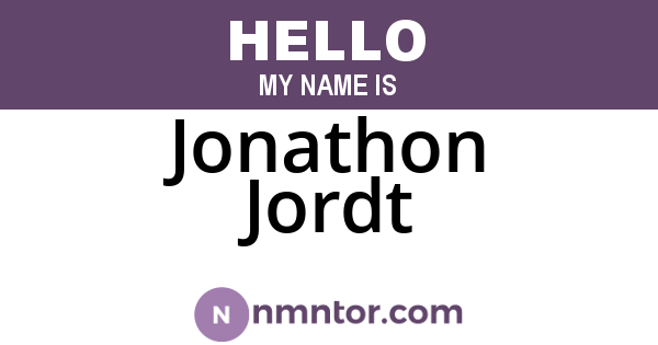 Jonathon Jordt