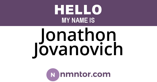 Jonathon Jovanovich