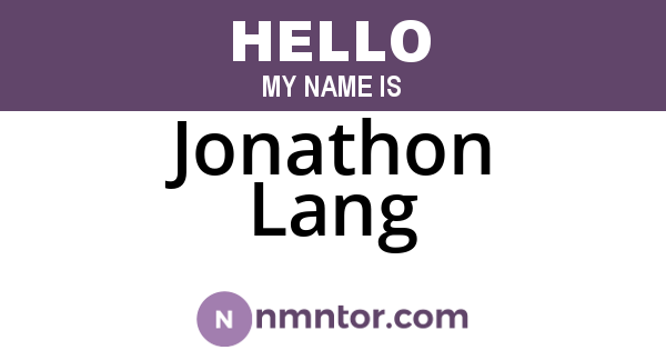 Jonathon Lang