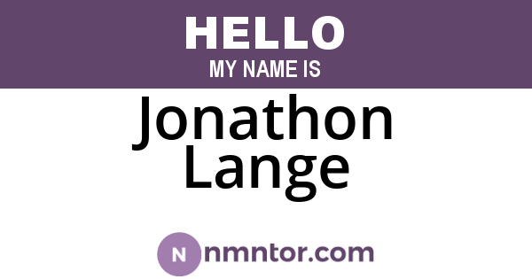 Jonathon Lange